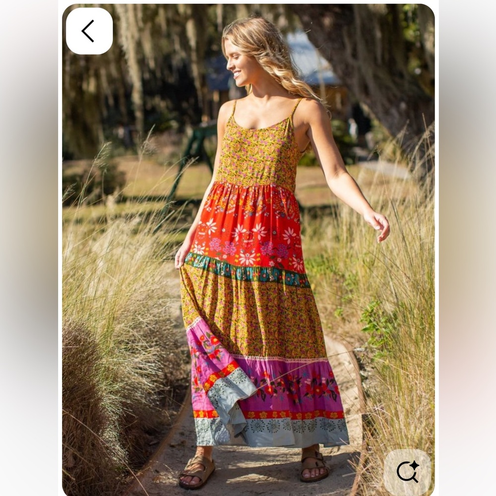 NATURAL LIFE Multicolor Floral Tiered Maxi Bohemian Dress